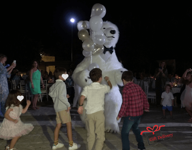 White Bear for Children's Kids Parties in Athens. Order a greeting from a polar bear in Athens. Polar bear for birthday. polar bear in Athens. Order a Polar Bear for children's kids parties. Animator White Polar Bear for a Children's kids Party in Athens. Mascotte White Polar Bear at a kids children's party. Gift Delivery.